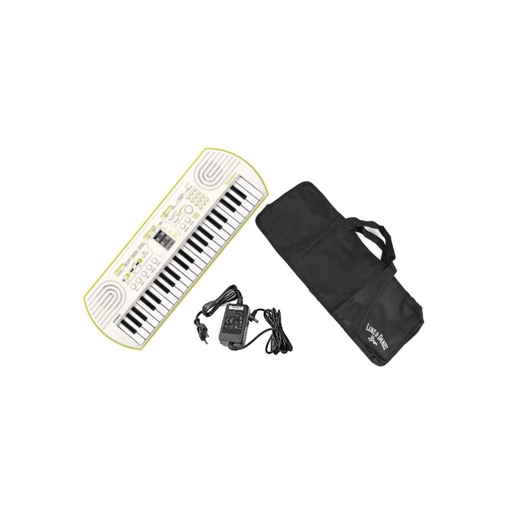 CASIO SA80 Bianca - OFFERTA BUNDLE TASTIERA 44 TASTI MINI BIANCA / GIALLO LIMONE con borsa e Alimentatore - back to school
