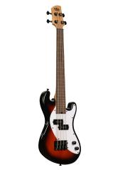 Kala UBASS-SB-TB-FL - Solid body 4 corde FRETLESS - Tobacco Burst c/borsa