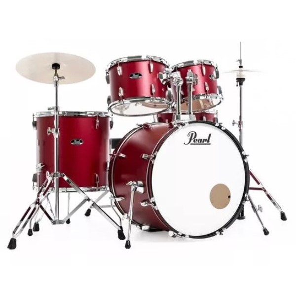 PEARL RS525SBC/C747 Roadshow Plus 22” Matte Red - BATTERIA ACUSTICA 5 PEZZI CON HARDWARE E 3 PIATTI SABIAN