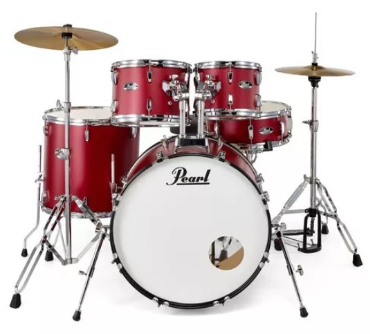 PEARL RS505BC/C747 Roadshow Plus 20” Matte Red - BATTERIA ACUSTICA 5 PZ CON HARDWARE E PIATTI SABIAN