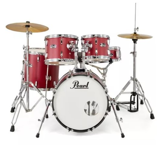 PEARL RS585BC/C747 Roadshow 18" Matte Red - BATTERIA ACUSTICA 5 PEZZI CON HARDWARE E PIATTI SABIAN ROSSA