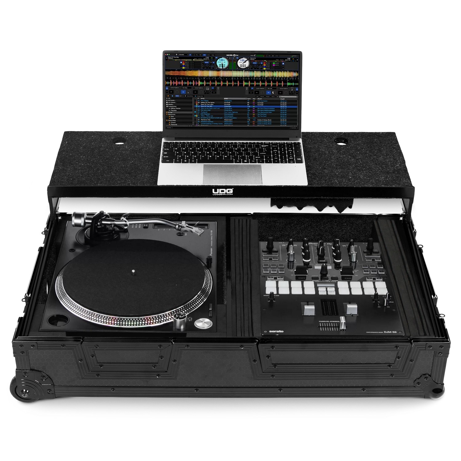 UDG U91100BL - ULTIMATE FLIGHT CASE SINGLE TURNTABLE BATTLE/PLX-CRSS12+10"/12" MIXER PLUS