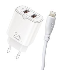 VIPFAN Caricatore 2 x USB - 2,4A Rapido cavo lighting