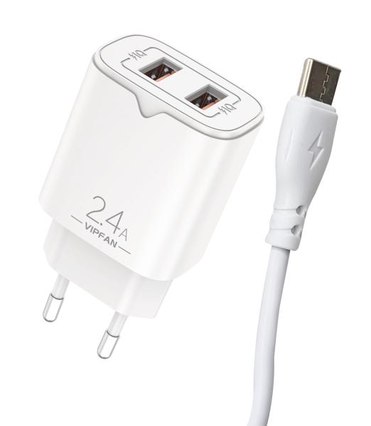 VIPFAN Caricatore 2 x USB - 2,4A Rapido cavo lighting