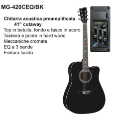 DAM MG420CEQ Black Chitarra acustica elettrificata nera
