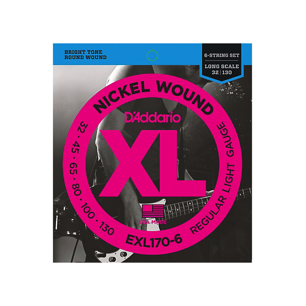 D'Addario EXL170-6 Nickel Round Wound - 32-130 - set di corde per basso elettrico sei corde
