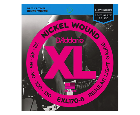 D'Addario EXL170-6 Nickel Round Wound - 32-130 - set di corde per basso elettrico sei corde