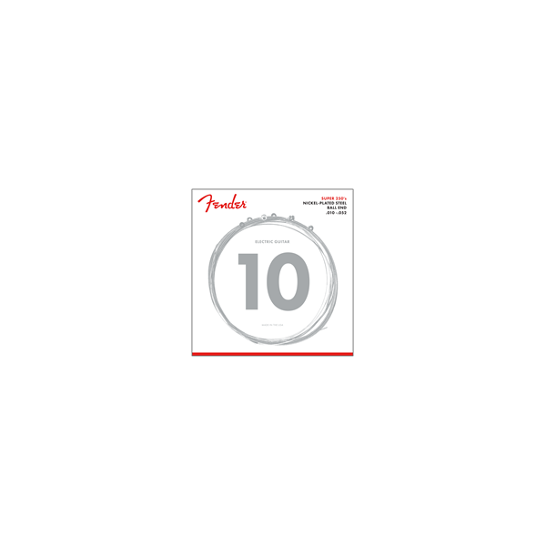 Fender Super 250 Guitar Strings, Nickel Plated Steel, Ball End, 250RH Gauges .010-.052, (6)
