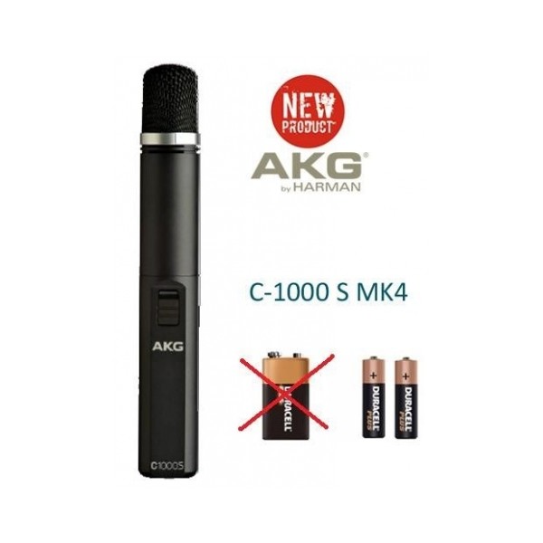 AKG ACOUSTIC AKG C1000S-MK4 MICROFONO CONDENSATORE CARDIODE E IPERCARDIOIDE ALIMENTAZIONE PHANTOM E BATTERIA