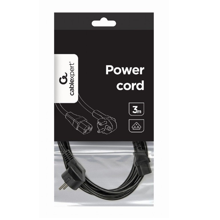 CABLEXPERT PC186-VDE-3M POWER CORD CAVO DA SPINA SCHUKO A PRESA VDE C13 DA 3 METRI