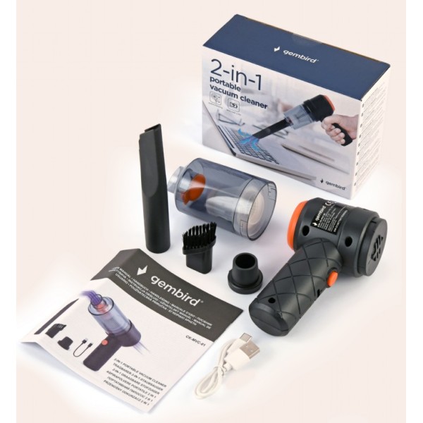 Aspirapolvere Portatile 2 in 1 Ricaricabile USB GEMBIRD CK-MVC-01 per Tastiere PC, Mixer, Slider e Potenziometri