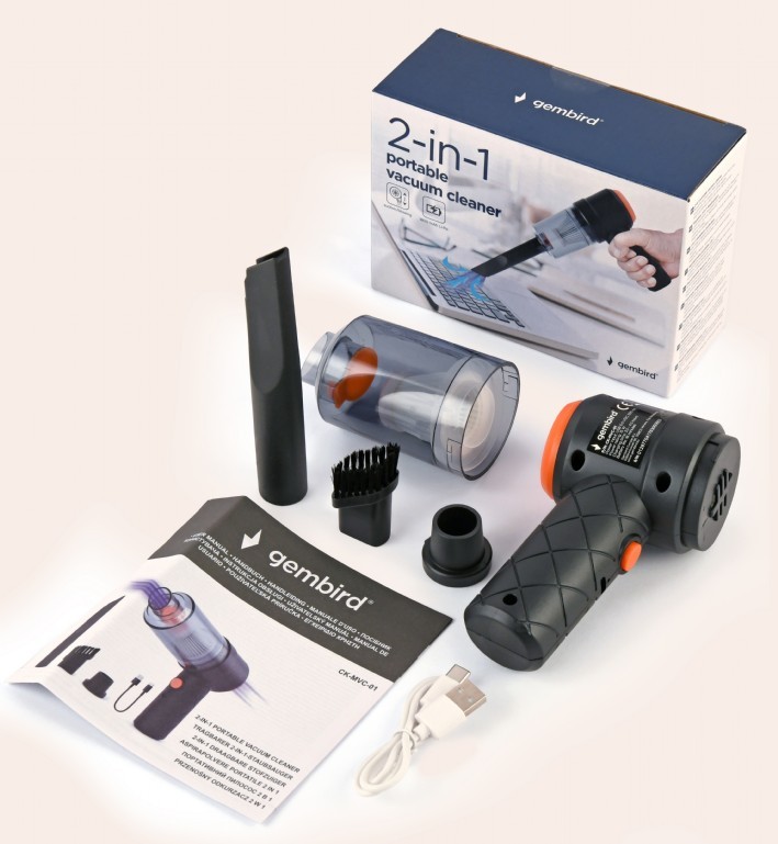 Aspirapolvere Portatile 2 in 1 Ricaricabile USB GEMBIRD CK-MVC-01 per Tastiere PC, Mixer, Slider e Potenziometri