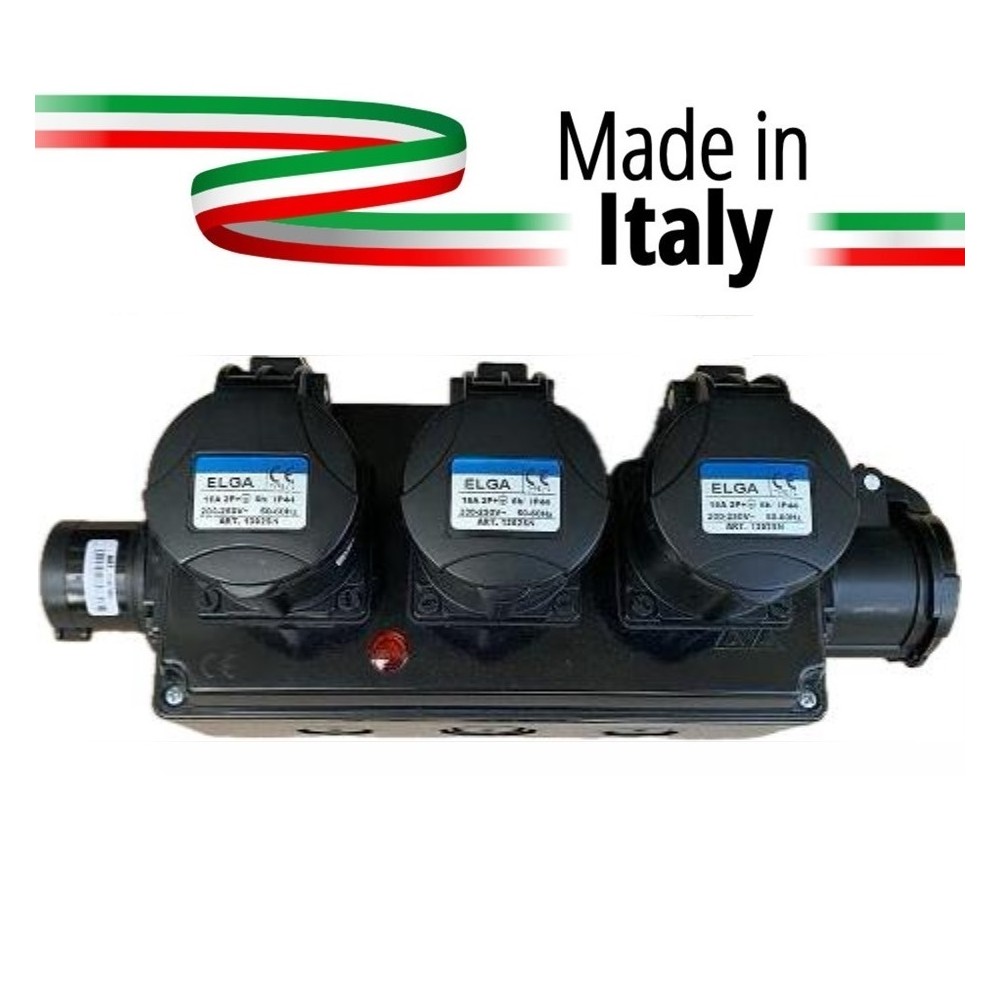 ELGA PCN-3CPCN POWERBOX PASSANTE MONOFASE DA SPINA CEE 16A-3P A 4 USCITE SU PRESE CEE 16A-3P E SPIA DI RETE
