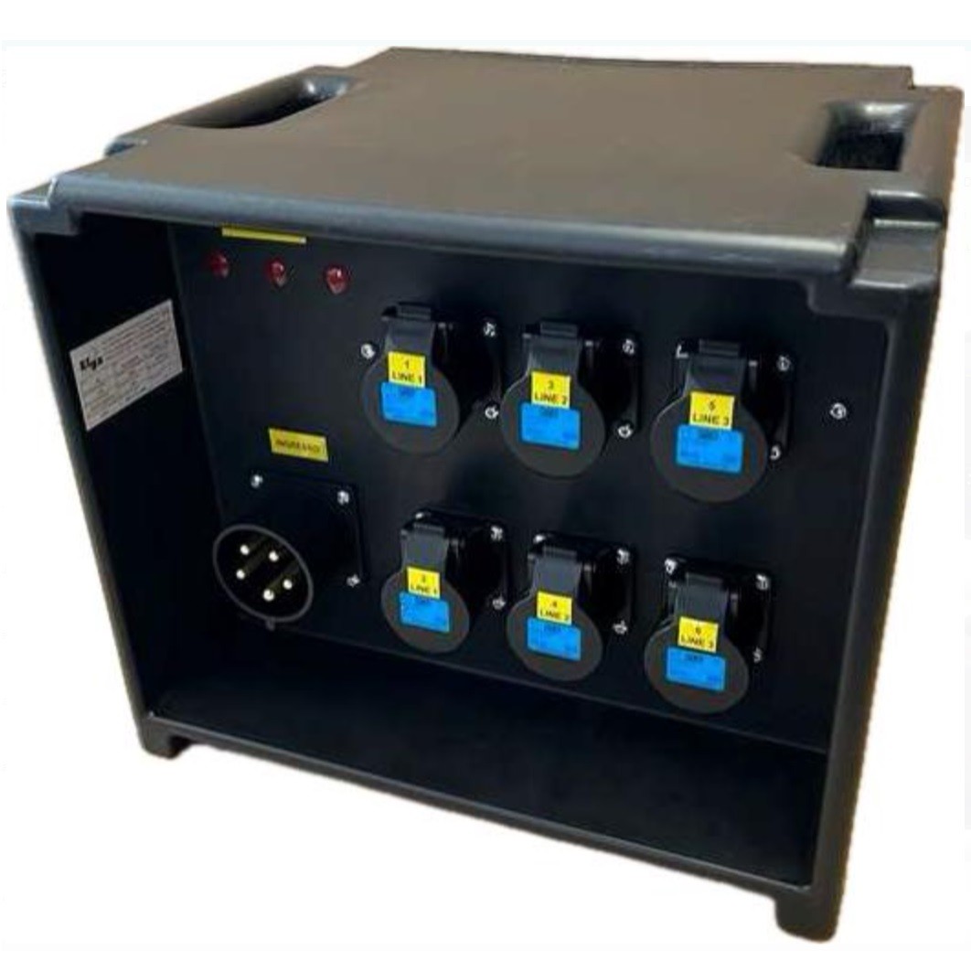 ELGA POWERBOX INGRESSO SPINA PENTAPOLARE 32A 400V IP67 USCITE 6 PRESE MONOFASE CEE P17 16A 3P 230V IP44 3 SPIE DI RETE