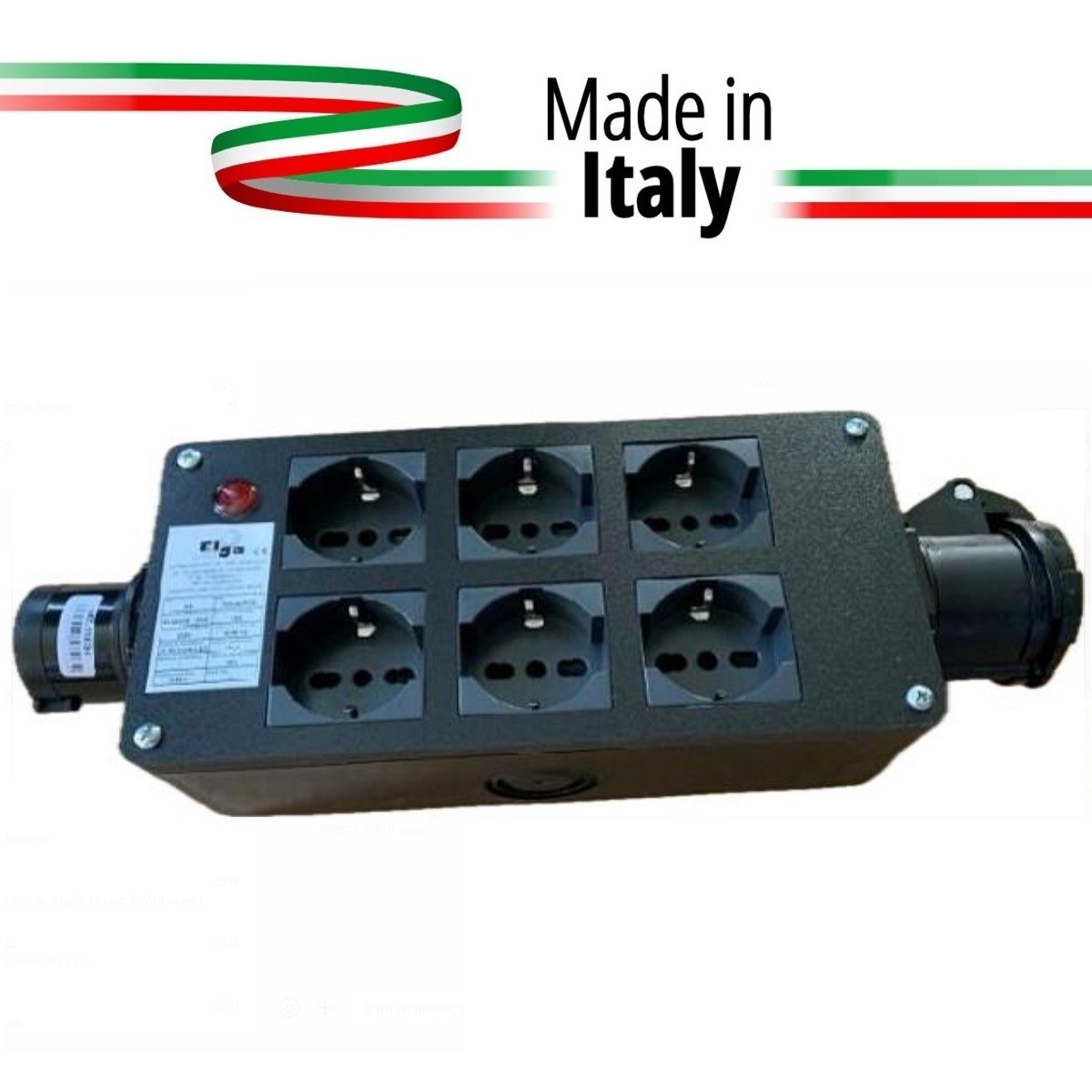 ELGA PCN-6UPCN POWERBOX PASSANTE CEE 16A-3P 6 PRESE UNEL 10A-16A-SHUKO CON RILANCIO E SPIA DI RETE