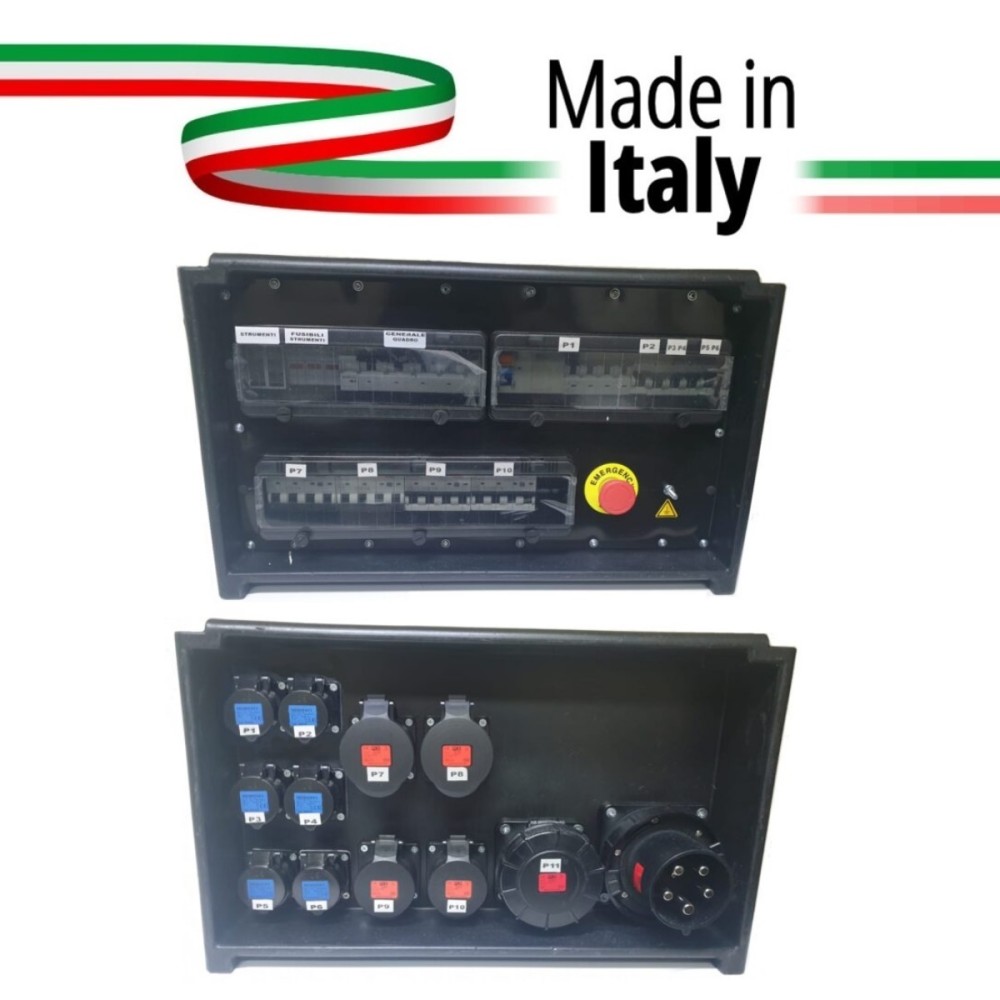 QUADRO CORRENTE POWERBOX SPINA 125A 6 PRESE CEE 16A MONOFASE + 2 32A 5P + 2 16A 5P + 1 63A