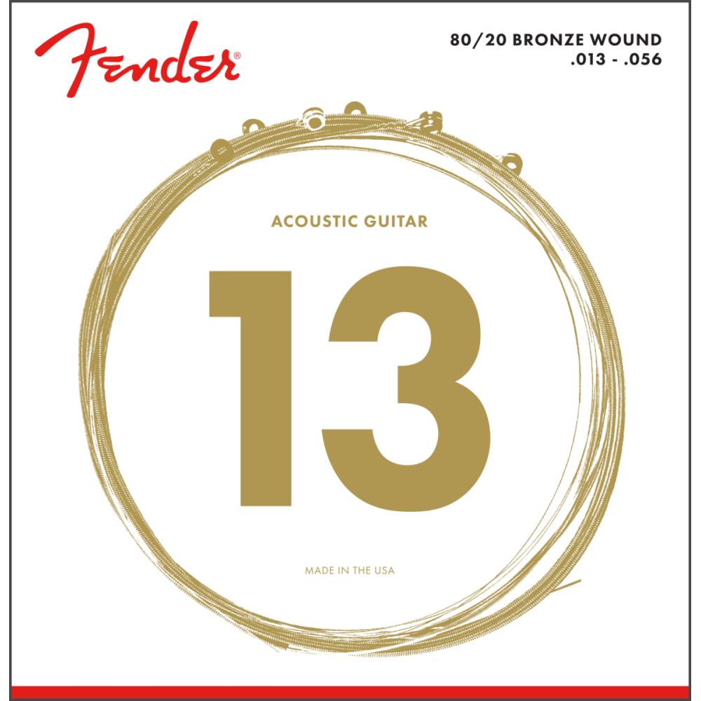 Fender 80/20 Bronze Acoustic Strings, Ball End, 70M .013-.056 Gauges, (6)