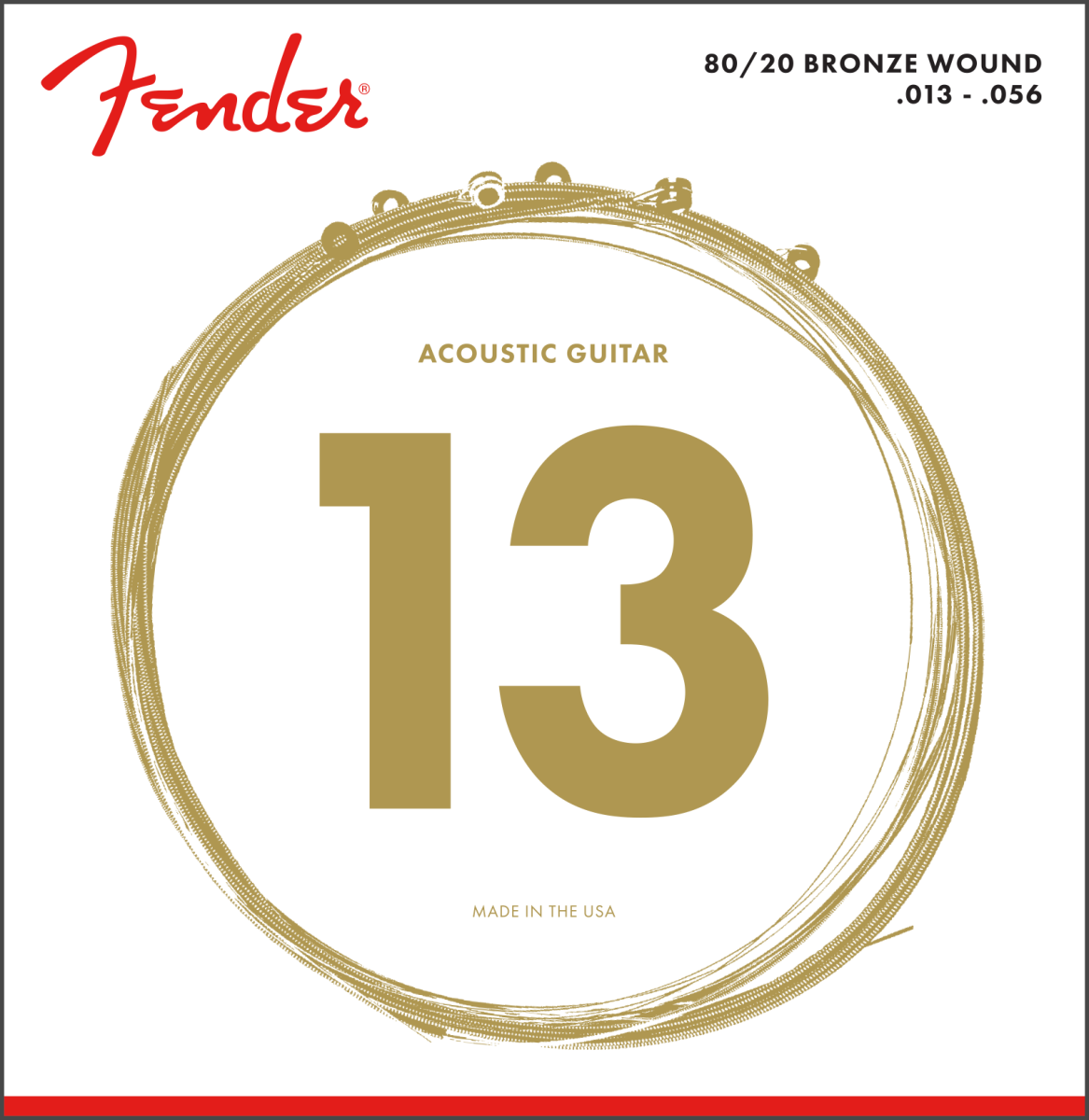 Fender 80/20 Bronze Acoustic Strings, Ball End, 70M .013-.056 Gauges, (6)