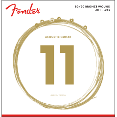 Fender 80/20 Bronze Acoustic Strings, Ball End, 70CL .011-.052 Gauges, (6)