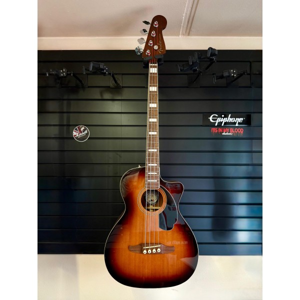 Fender Kingman Bass WN Shaded Edge Burst – Corde Lisce color argento, Esposto in Negozio