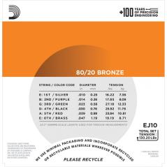 D'ADDARIO EJ10 CORDE 10-47 PER CHITARRA ACUSTICA