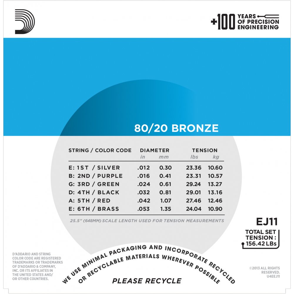 D'ADDARIO EJ11 CORDE CHITARRA ACUSTICA 12-53