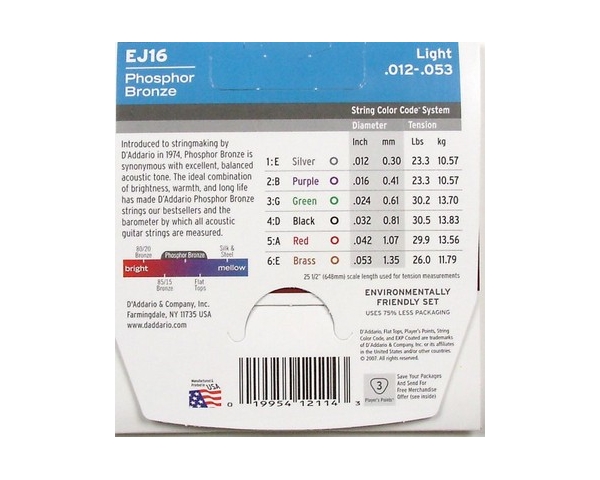 D'ADDARIO EJ16 CORDE PER CHITARRA ACUSTICA 12-53