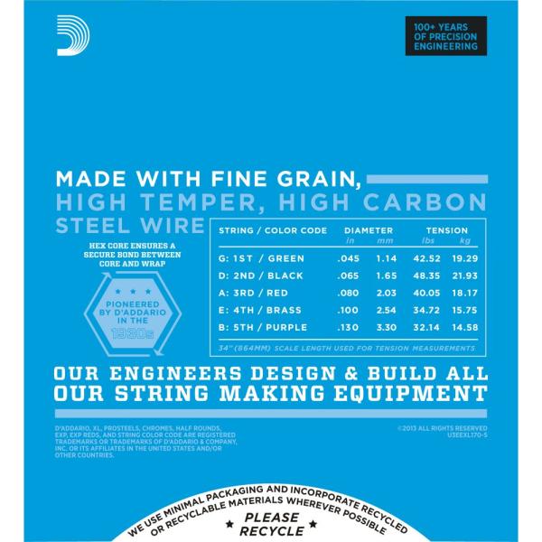 D'ADDARIO D' ADDARIO EXL170-5 CORDE PER BASSO 5 CR