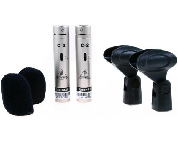Behringer C2 COPPIA SELEZIONATA MATCHED MICROFONI CONDENSATORE VOCE STRUMENTI + STEREO-BAR CON CLAMPS