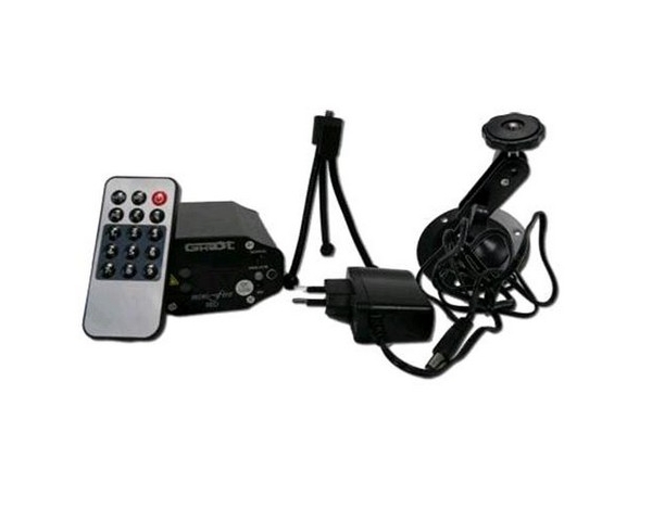 GHOST MINI FIRE GOBO LASER ROSSO 100mW + VERDE 50mW + TREPPIEDE + STAFFA A PARETE + ALIMENTATORE