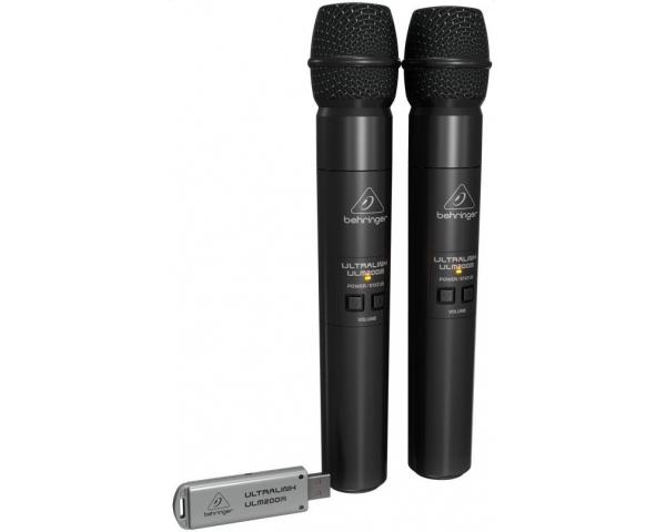 Behringer  ULM202-USB ULTRALINK DOPPIO MICROFONO PALMARE A MANO 2.4 GHZ + PRATICO RICEVITORE USB X MIXER XENYX Q/QX/CASSE WIRELE