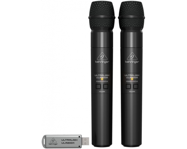 Behringer  ULM202-USB ULTRALINK DOPPIO MICROFONO PALMARE A MANO 2.4 GHZ + PRATICO RICEVITORE USB X MIXER XENYX Q/QX/CASSE WIRELE