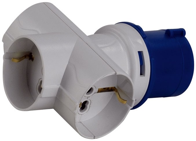 Extreme ADATTATORE CORRENTE IEC 309 IP20 DA SPINA CEE 16A 2P+T 3POLI A 3 PRESE FEMMINA SCHUKO 10/16A BIPASSO