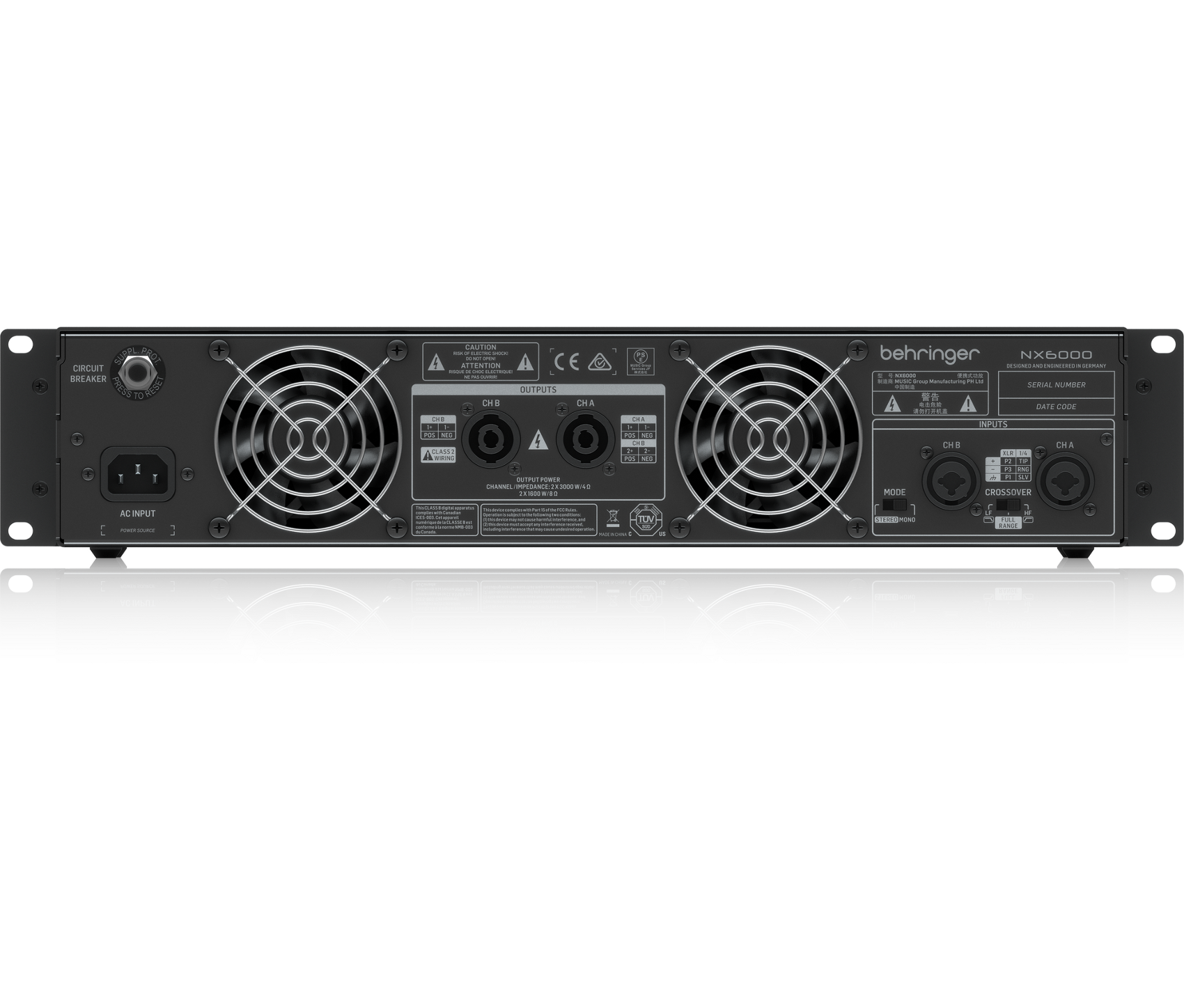 Behringer  NX6000 FINALE DI POTENZA 6000 WATT 2 CANALI CON COMPENSAZIONE AUTOMATICA DELLâ€™ IMPEDENZA