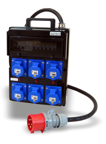 Extreme QUADRO CORRENTE CERTIFICATO MADE IN ITALY POWER-BOX POLICARBONATO NERO PRESSACAVO METALLO SPIE RETE DA SPINA 32A MASCHIO