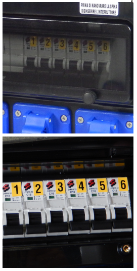 Extreme QUADRO CORRENTE CERTIFICATO MADE IN ITALY POWER-BOX POLICARBONATO NERO PRESSACAVO METALLO SPIE RETE DA SPINA 32A MASCHIO