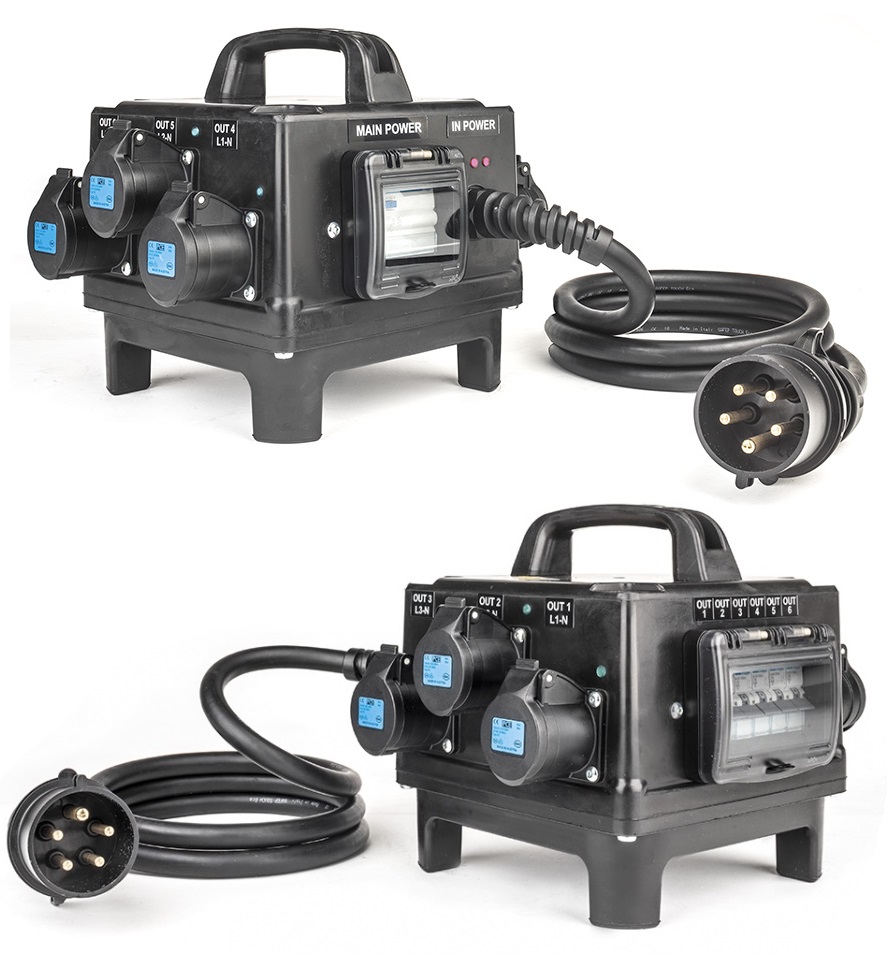 Extreme POWER-BOX QUALITAâ€™ GOMMA BUTILICA VULCANIZZATA SPINA 32A 5P 6 PRESE CEE 16A 3P SPIE RETE DOPPIA PROTEZIONE RCCB 40A + 