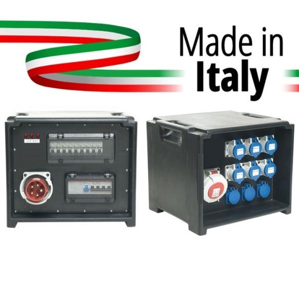 Extreme POWER-BOX PORTATILE SPIE RETE INGRESSO SPINA 32A MASCHIO 5P USCITE 6 PRESE CEE 16A 2P+ 3 SCHUKO 16A + 32A 5P LOOP