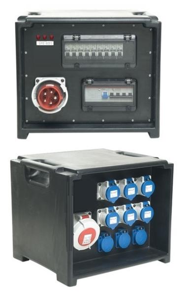 Extreme POWER-BOX PORTATILE SPIE RETE INGRESSO SPINA 32A MASCHIO 5P USCITE 6 PRESE CEE 16A 2P+ 3 SCHUKO 16A + 32A 5P LOOP