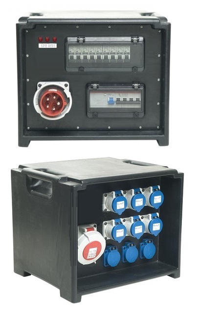 Extreme POWER-BOX PORTATILE SPIE RETE INGRESSO SPINA 32A MASCHIO 5P USCITE 6 PRESE CEE 16A 2P+ 3 SCHUKO 16A + 32A 5P LOOP