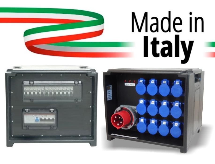 Extreme POWER-BOX PORTATILE SPIE RETE INGRESSO SPINA 63A MASCHIO 5P USCITE 12 PRESE CEE 16A 2P+T