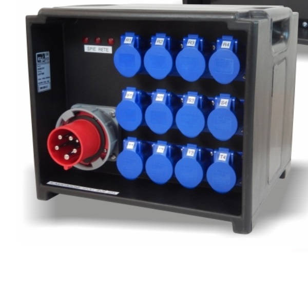 Extreme POWER-BOX PORTATILE SPIE RETE INGRESSO SPINA 63A MASCHIO 5P USCITE 12 PRESE CEE 16A 2P+T