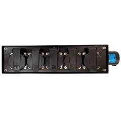 Extreme POWER-BOX NERO CIABATTA ALIMENTAZIONE PALCO MADE IN ITALY SPIA RETE INGRESSO SPINA 16A 3P 4-USCITE SHUKO 16AMP 3P IP54