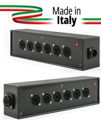 Extreme POWER-BOX NERO CIABATTA ALIMENTAZIONE PALCO POWERCON MADE IN ITALY SPIA RETE INGRESSO POWERCON TRUE1 16A USCITE 6 TRUE1 