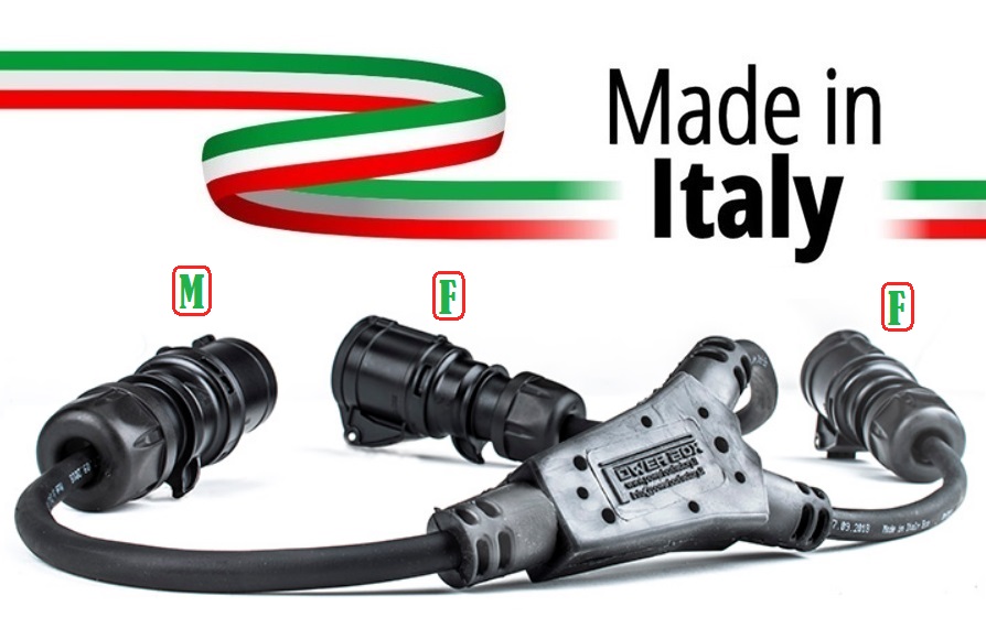 Extreme SPLITTER CEE SDOPPIO MADE IN ITALY SPINA PPE 16A MASCHIO 3 POLI 2P+T IP44 A 2 PRESE 16A FEMMINA PPE