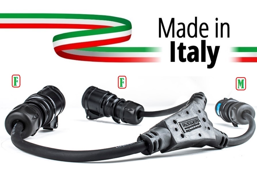 Extreme SPLITTER CEE SDOPPIO MADE IN ITALY SPINA PPE 16A MASCHIO 3 POLI 2P+T IP44 A PRESA 16A FEMMINA PPE LOOP 16A 3P