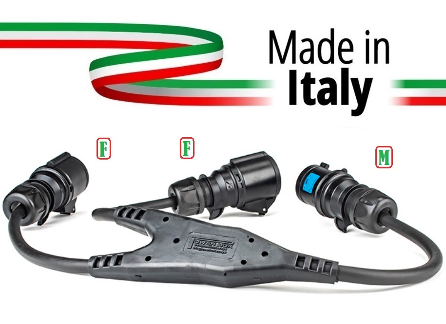 Extreme SPLITTER CEE SDOPPIO MADE IN ITALY SPINA PPE 32A MASCHIO 3 POLI 2P+T IP44 A 2 PRESE 32A FEMMINA PPE