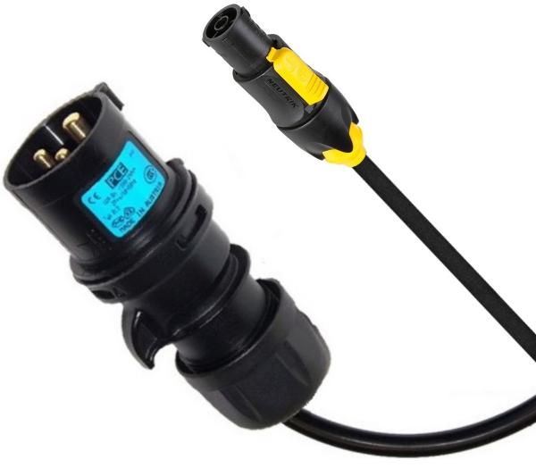 Extreme CAVO ALIMENTAZIONE RETE 5 MT SPINA CEE PCE-013-6X IN MASCHIO 16A-3P USCITA PRESA NEUTRIK POWERCON TRUE-1 16A OUT POWER-L