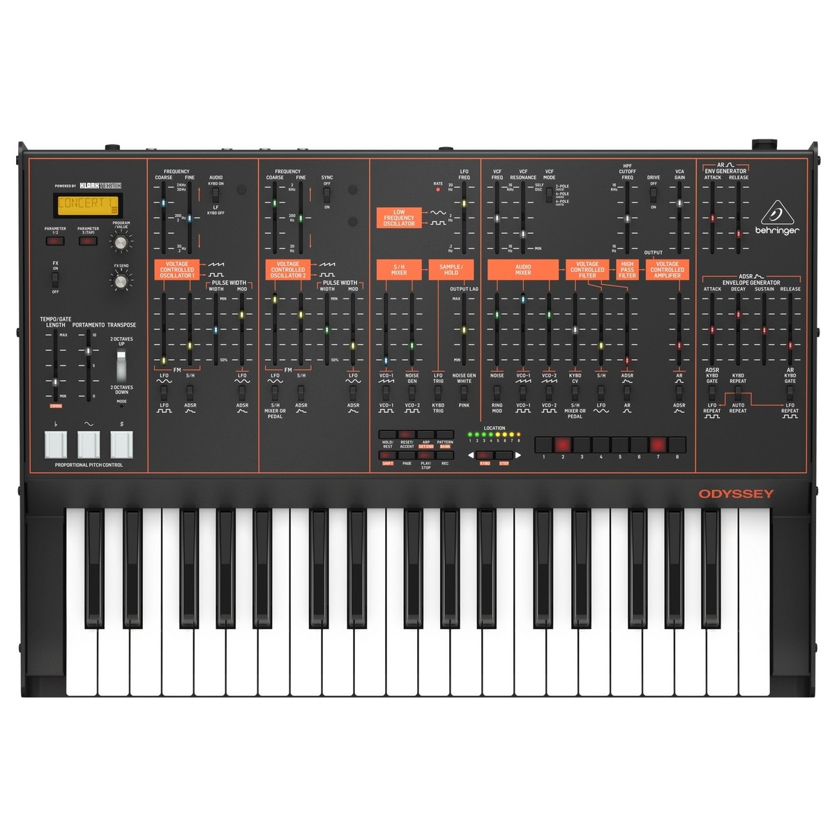 Behringer  ODYSSEY SINTETIZZATORE ANALOGICO 37 TASTI ARPEGGIATORE E SEQUENCER INCORPORATI FX KLARK TEKNIK MIDI â€“ USB