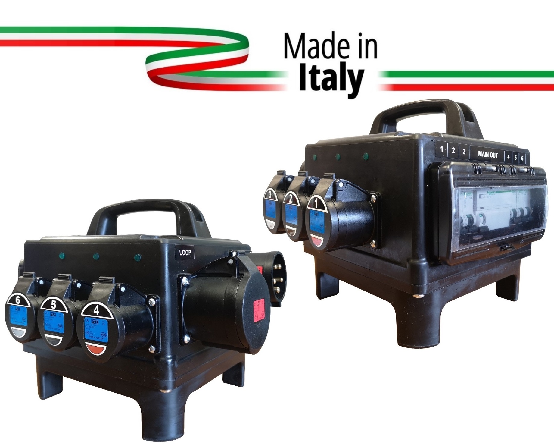 Extreme POWER-BOX QUALITAâ€™ GOMMA BUTILICA VULCANIZZATA SPINA PANNELLO 32A 5P 6 PRESE CEE 16A 3P SPIE RETE DOPPIA PROTEZIONE RC